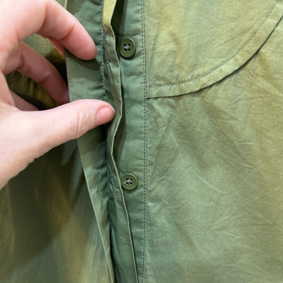 Kate Spade Saturday Button Front Top 100% Cotton Blouse Olive Green Women Sz L - Picture 4 of 9